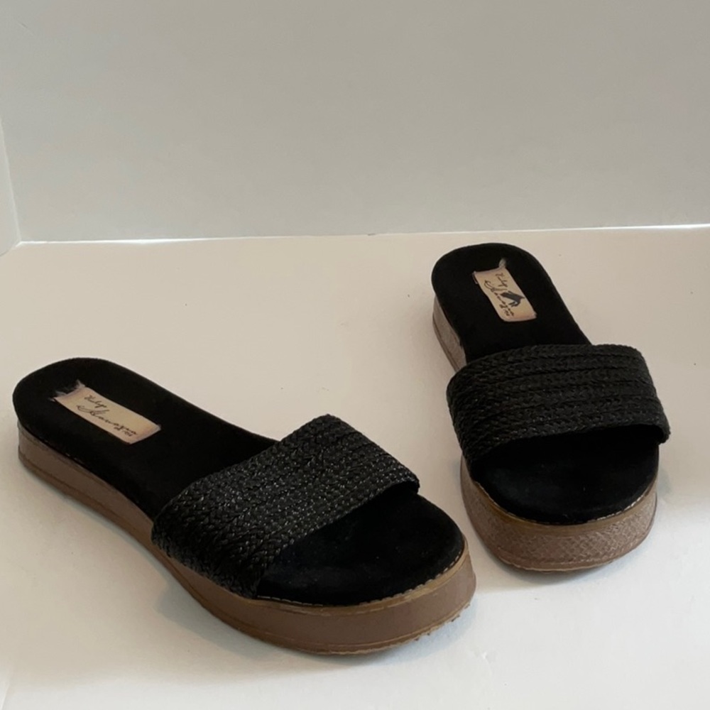 Vintage Havana Black Slides Sandals‎ Shoes Size 40 US 9.5